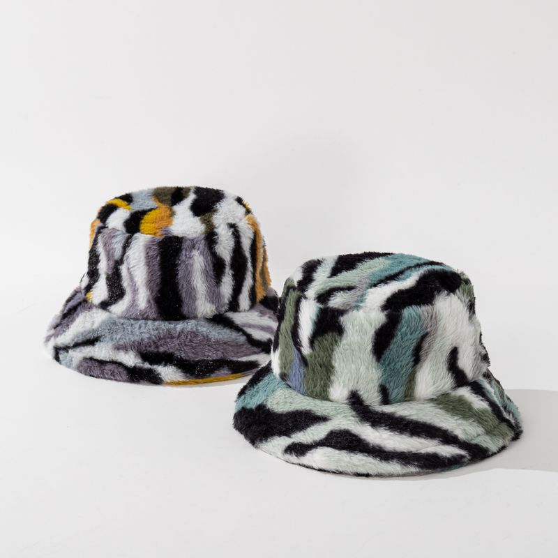 Unisex Hip-hop Retro Color Block Printing Wide Eaves Bucket Hat