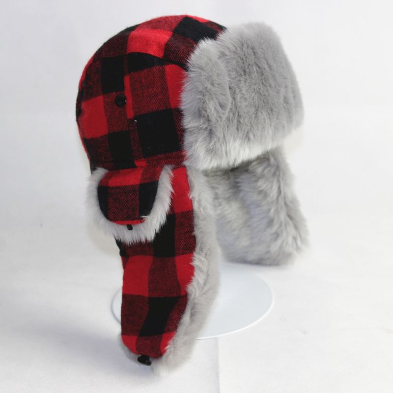 Unisexe De Base Style Vintage Plaid Déformation Des Oreilles Chapeau De Trappeur