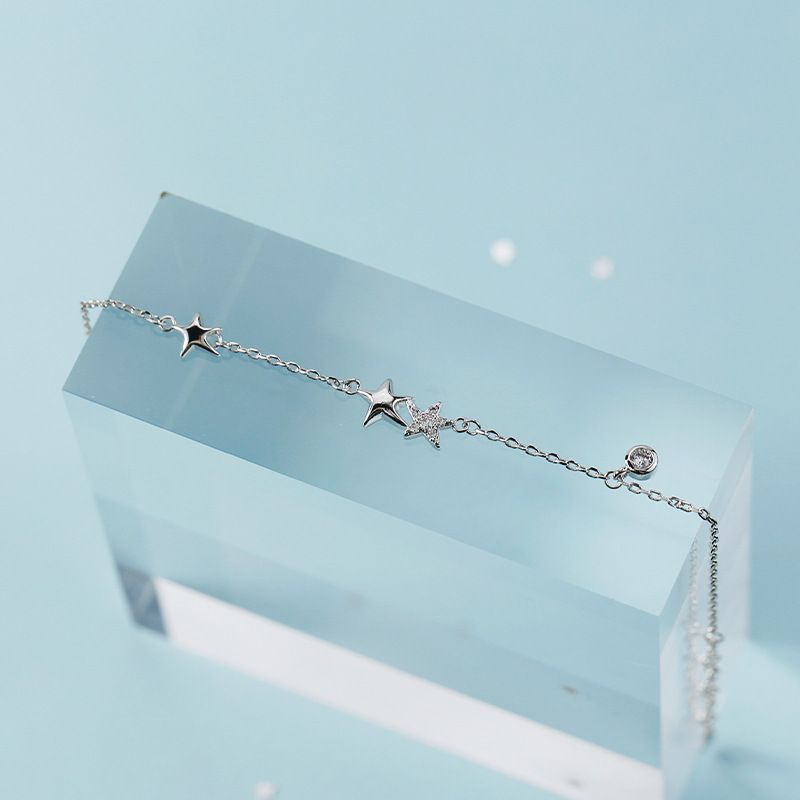 Casual Star Solid Color Sterling Silver Plating Inlay Zircon Silver Plated Bracelets