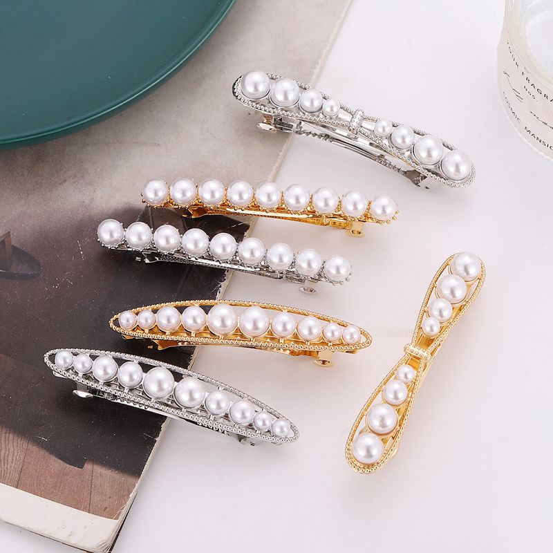 Simple Style Commute Round Alloy Inlay Pearl Hair Clip