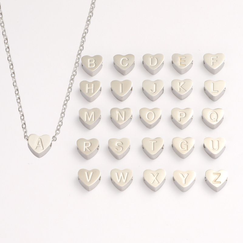 Stainless Steel Titanium Steel 18K Gold Plated Simple Style Letter Heart Shape None Pendant Necklace