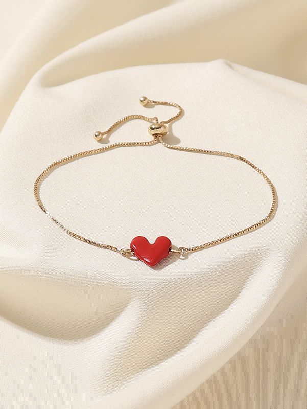 Casual Elegante Forma De Corazón Cobre Pintura Laca Pulsera