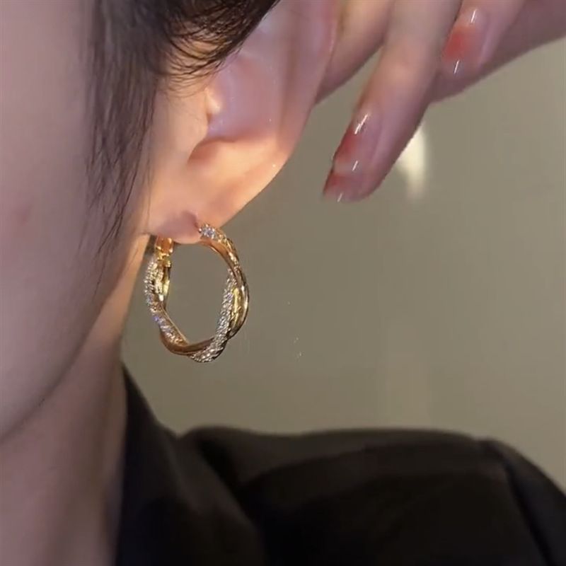 1 Paar Einfacher Stil Einfarbig Inlay Kupfer Strasssteine Ohrringe