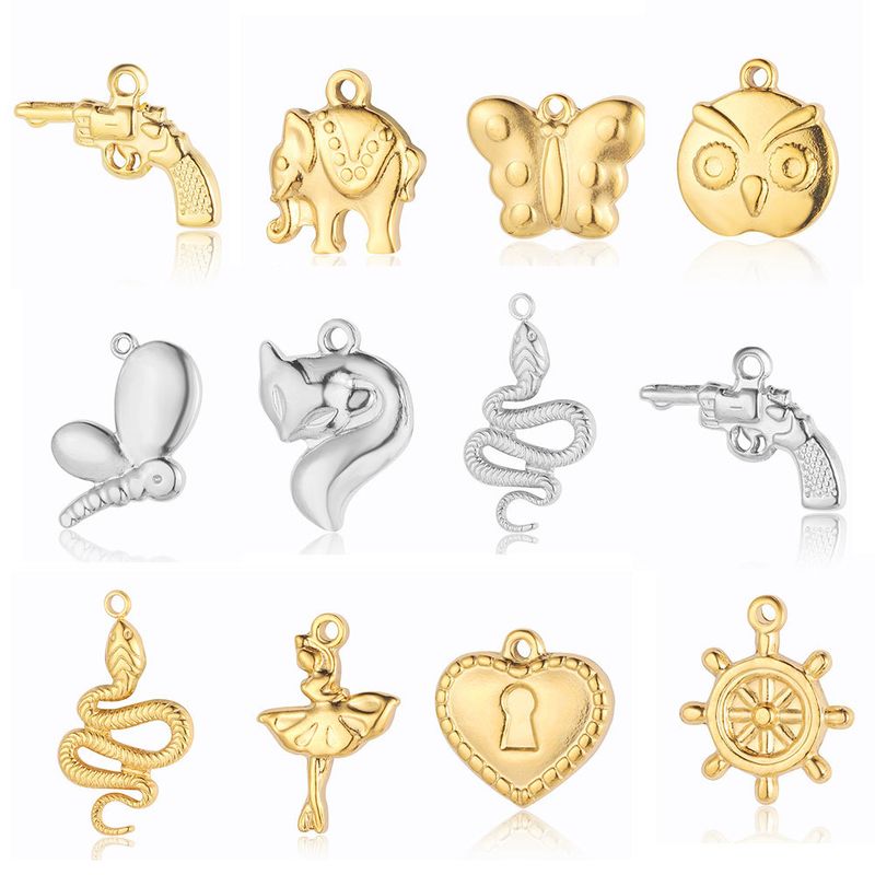 Simple Style Fox Butterfly Stainless Steel Plating Gold Plated Silver Plated Charms Jewelry Accessories