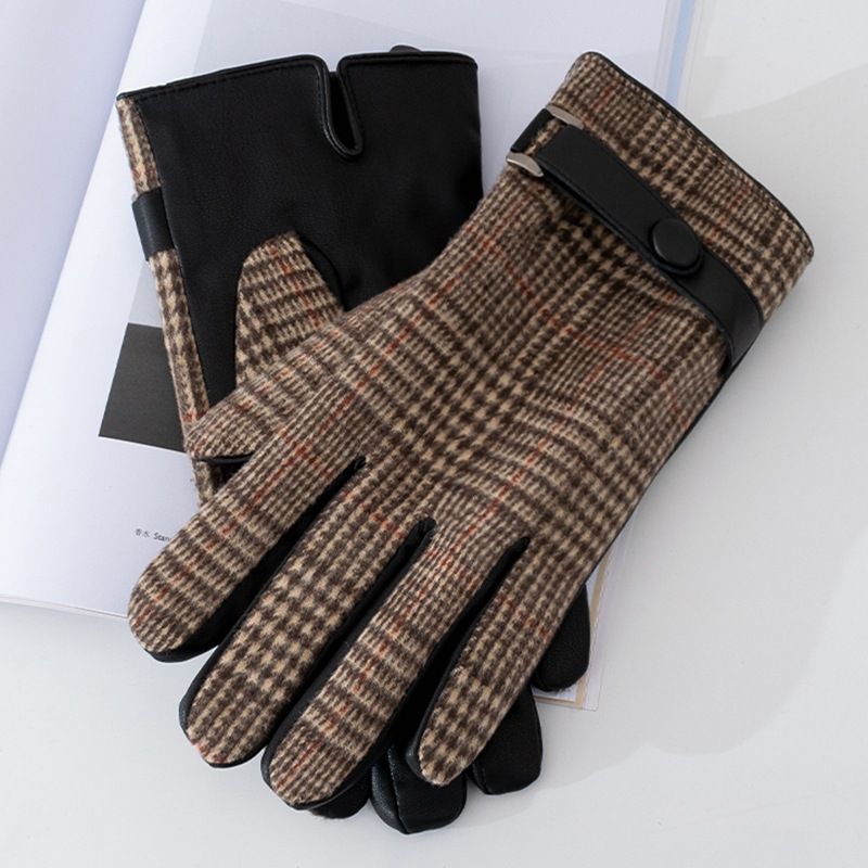 Men's Business Retro Plaid Gloves 1 Set