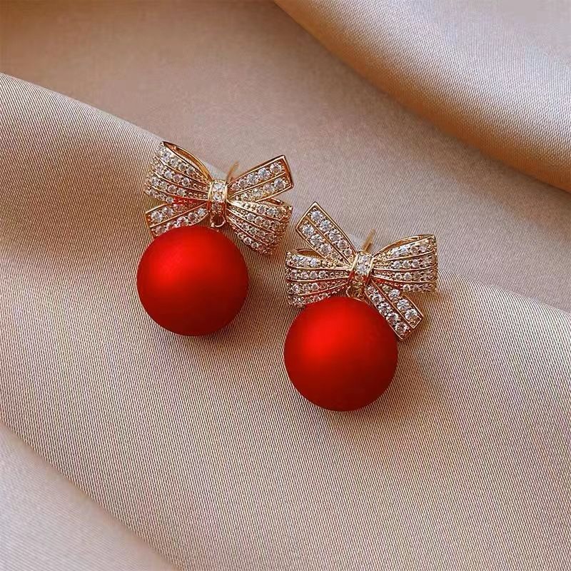 1 Pair Sweet Bow Knot Plating Inlay Alloy Zircon Drop Earrings