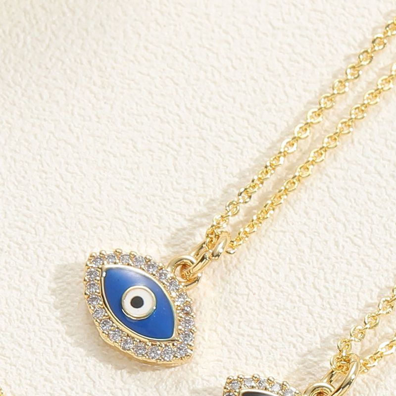 Vintage Style Simple Style Devil's Eye Copper Plating Inlay Zircon 14k Gold Plated White Gold Plated Pendant Necklace