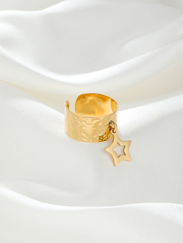 Edelstahl 304 14 Karat Vergoldet Einfacher Stil Überzug Stern Charm Ring