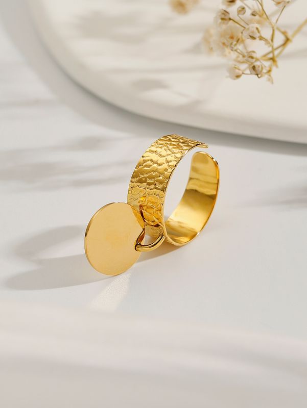 Edelstahl 304 14 Karat Vergoldet Retro Einfacher Stil Römischer Stil Überzug Einfarbig Charm Ring