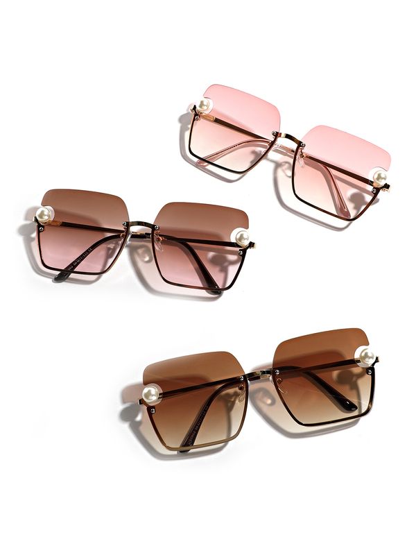 Fashion Punk Streetwear Gradient Color Pc Square Half Frame Glasses