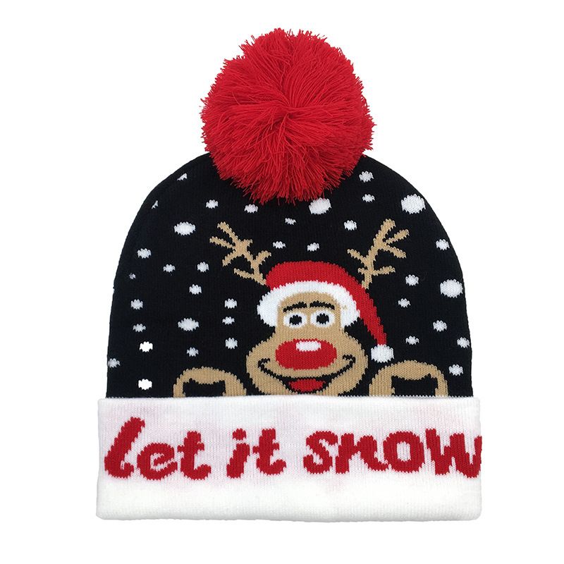 Unisex Cute Retro Christmas Tree Elk Eaveless Wool Cap