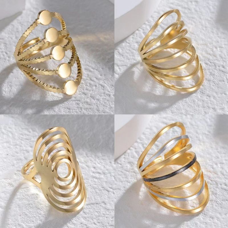 Simple Style Geometric Solid Color Stainless Steel Plating Open Rings