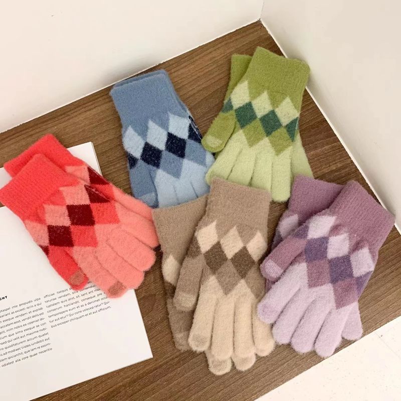 Women's Elegant Streetwear Plaid Gloves 1 Set