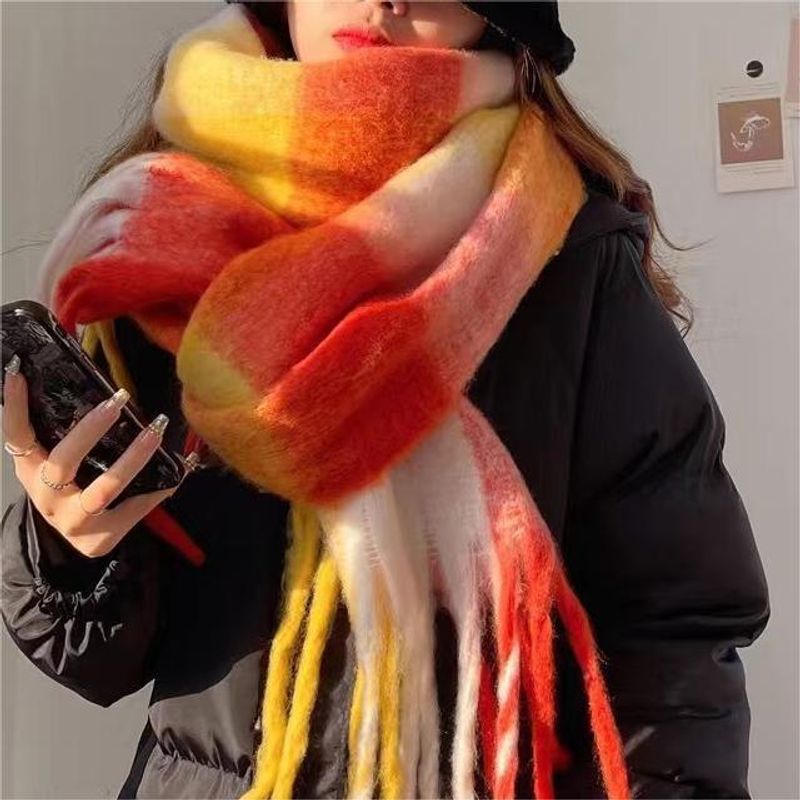 Women's Classic Style Streetwear Color Block Polyester Scarf