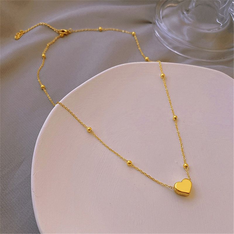 Einfacher Stil Herzform Titan Stahl Überzug Vergoldet Halskette Mit Anhänger