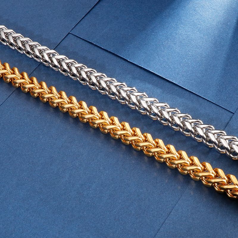 Basic Geometric Solid Color Titanium Steel Plating Chain 18K Gold Plated Men's Necklace