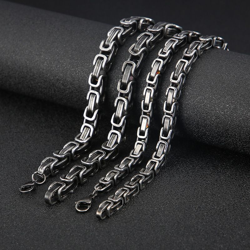 Hip-Hop Retro Solid Color Titanium Steel Chain Men's Necklace