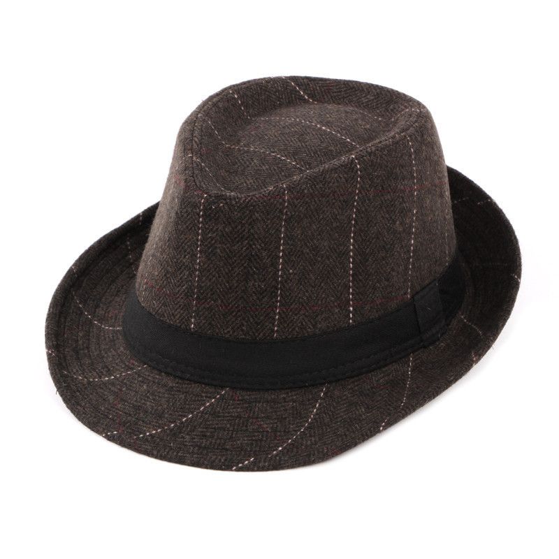 Men's Retro British Style Lattice Crimping Fedora Hat