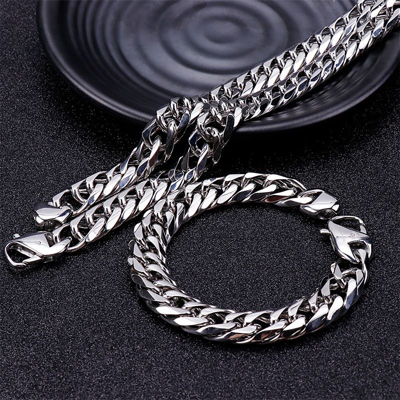 Rock Streetwear Geometric Stainless Steel Men's Bracelets Necklace