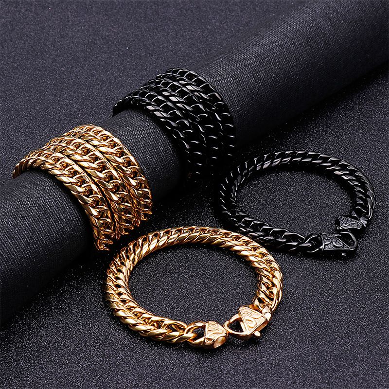 Stainless Steel 18K Gold Plated Hip-Hop Retro Plating Chain Solid Color Bracelets Necklace