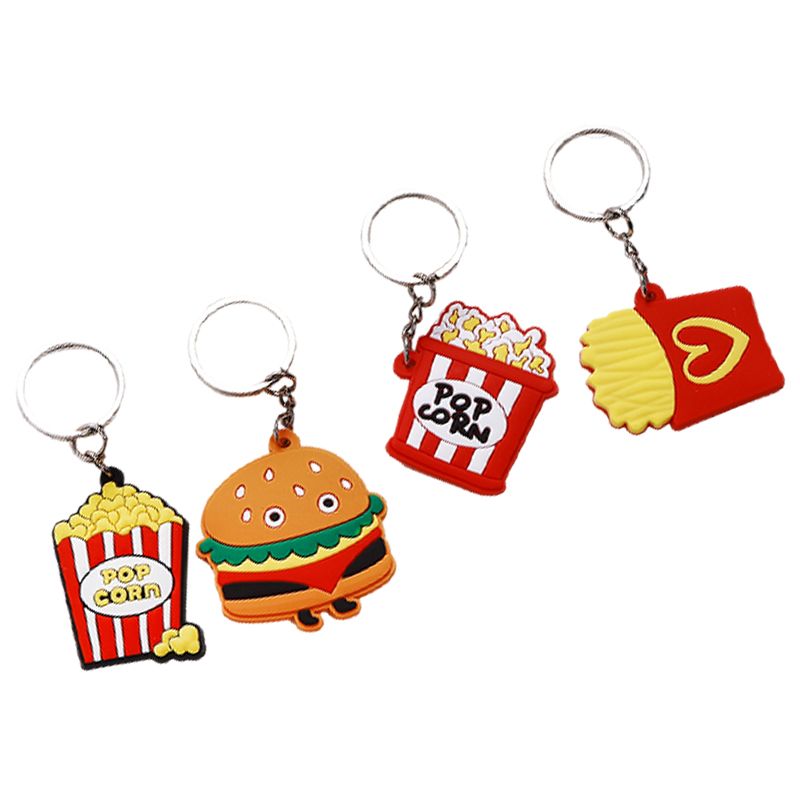 Simple Style Hamburger French Fries Pvc Epoxy Keychain