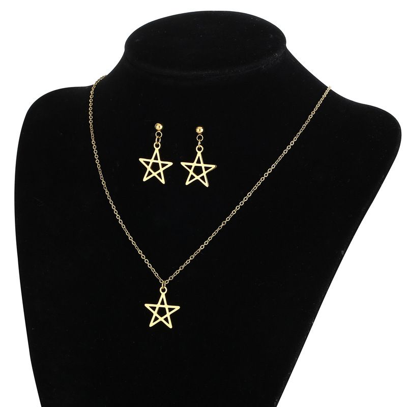 Básico Estrella Acero Inoxidable Acero Titanio Ahuecar Conjunto De Joyas