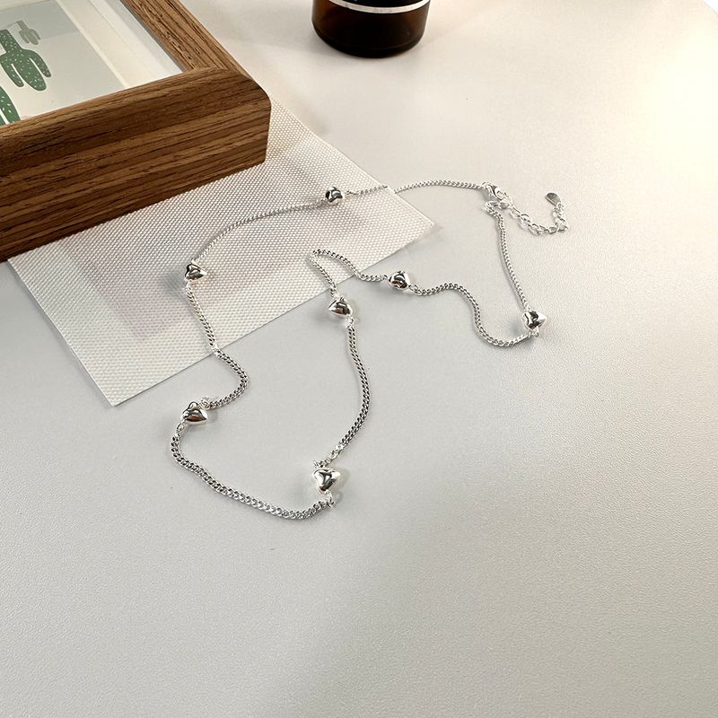 Simple Style Commute Heart Shape Sterling Silver Plating Silver Plated Necklace
