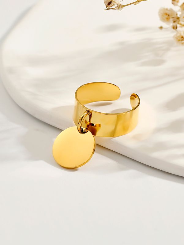 Edelstahl 304 14 Karat Vergoldet Einfacher Stil Klassischer Stil Überzug Einfarbig Charm Ring