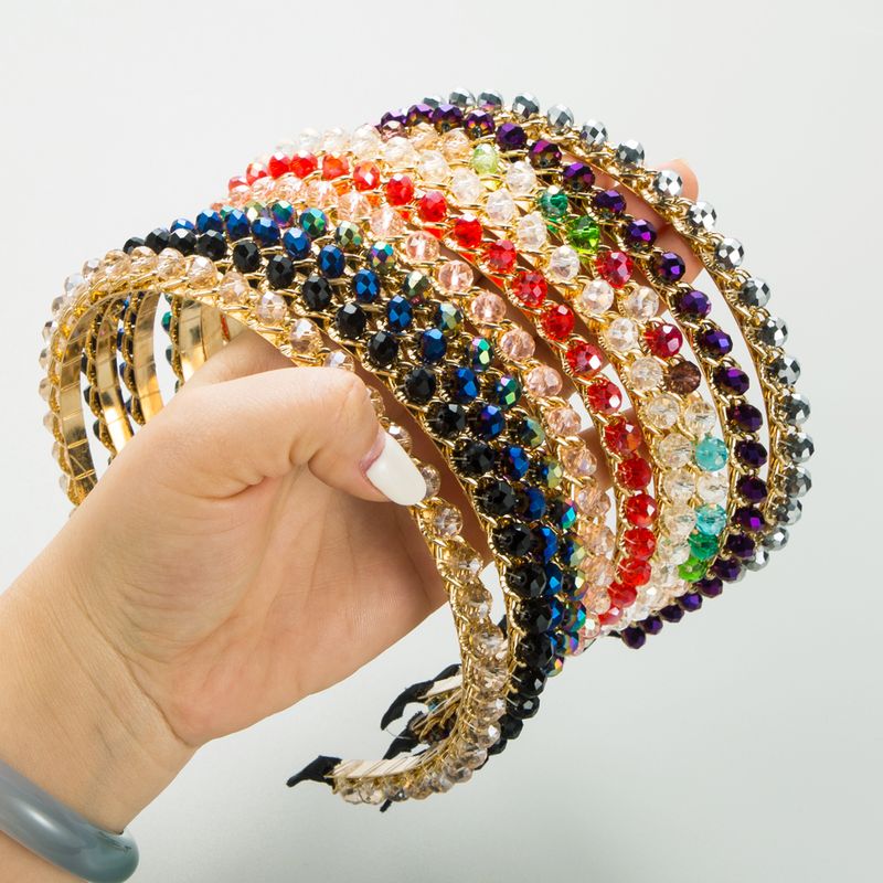 Elegant Luxuriös Einfarbig Legierung Überzug Inlay Kristall Haarband