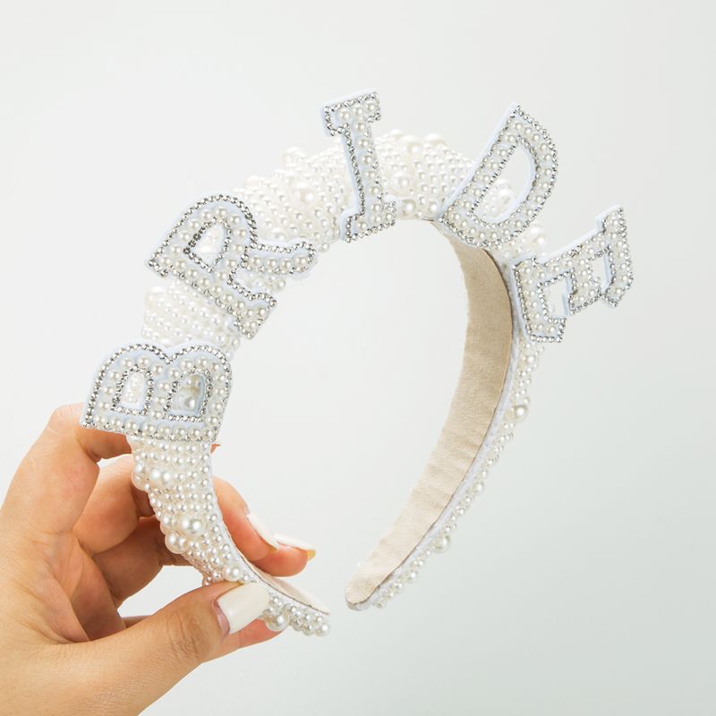 Simple Style Letter Pearl Cloth Inlay Pearl Hair Band