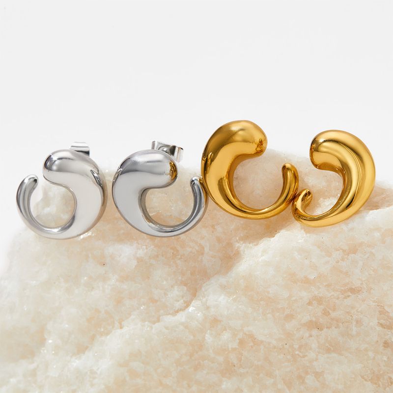 1 Pair Simple Style Geometric Plating 304 Stainless Steel 16K Gold Plated White Gold Plated Gold Plated Ear Studs