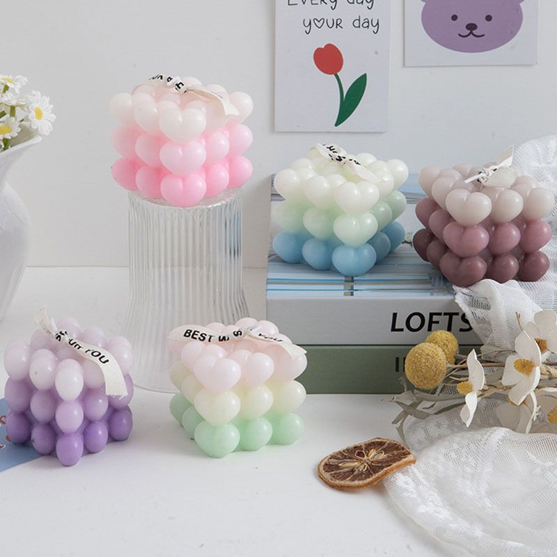 Cartoon Style Color Block Paraffin Candle