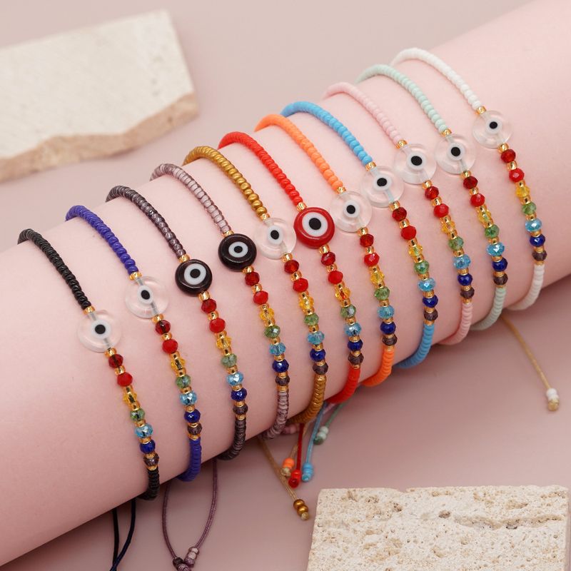 Estilo Vintage Ojo Del Diablo Bloque De Color Vidrio Mujeres Pulsera