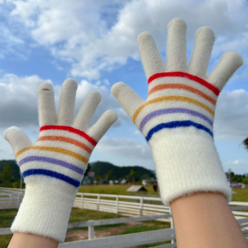 Unisex Vintage Style Stripe Gloves 1 Pair