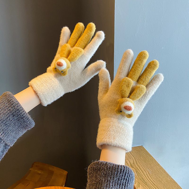Women's Cartoon Style Preppy Style Sweet Bear Solid Color Gloves 1 Set