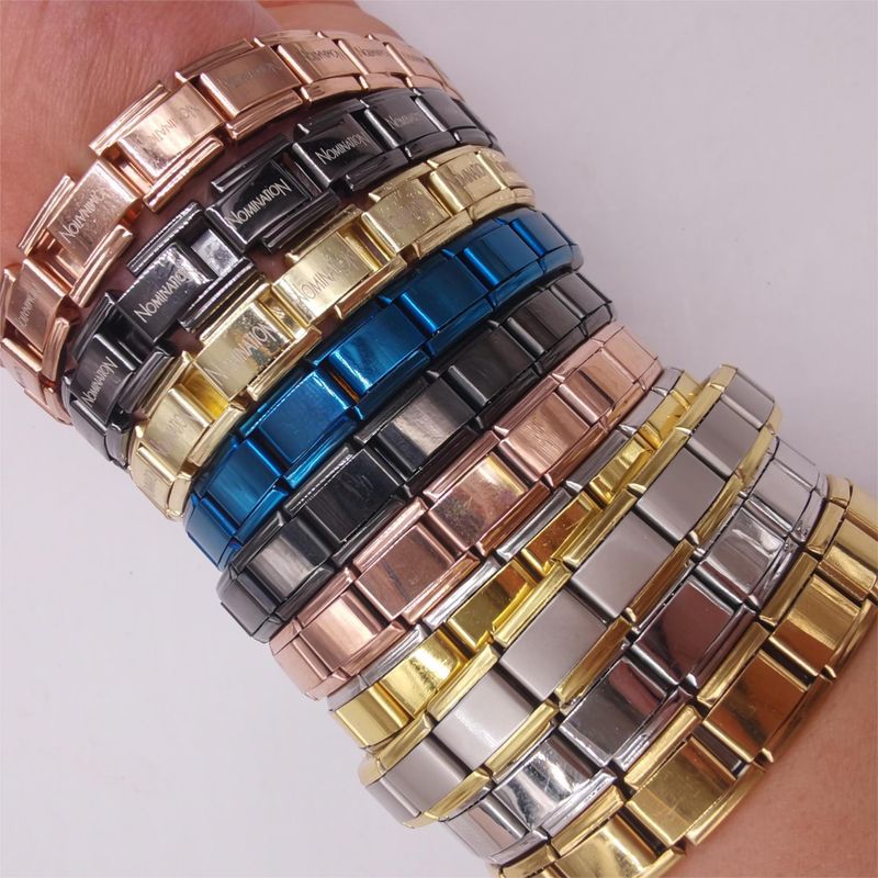 Hip Hop Rétro Couleur Unie Acier Inoxydable Placage Bracelets