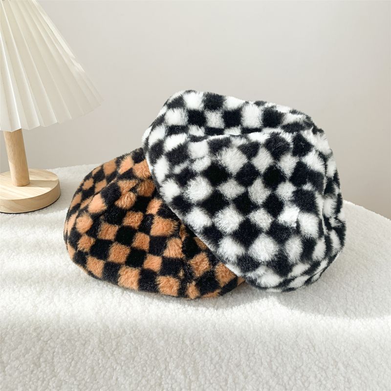 Women's Basic Retro Plaid Eaveless Beret Hat