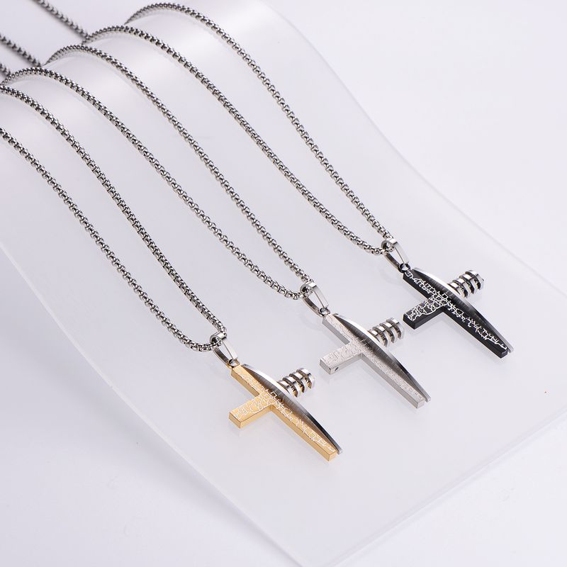 Streetwear Cross Stainless Steel Unisex Pendant Necklace
