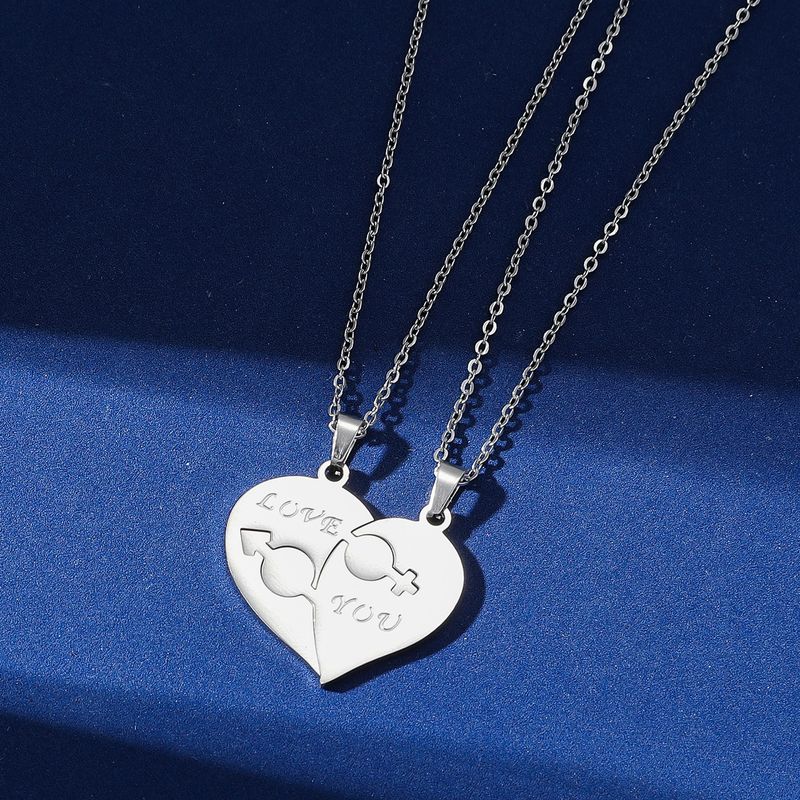 Wholesale Simple Style Heart Shape Stainless Steel Pendant Necklace