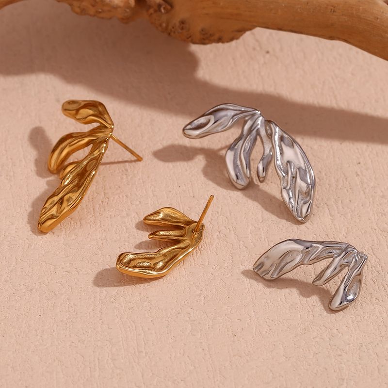 1 Pair Simple Style Classic Style Irregular Solid Color Plating Stainless Steel 18k Gold Plated Ear Studs