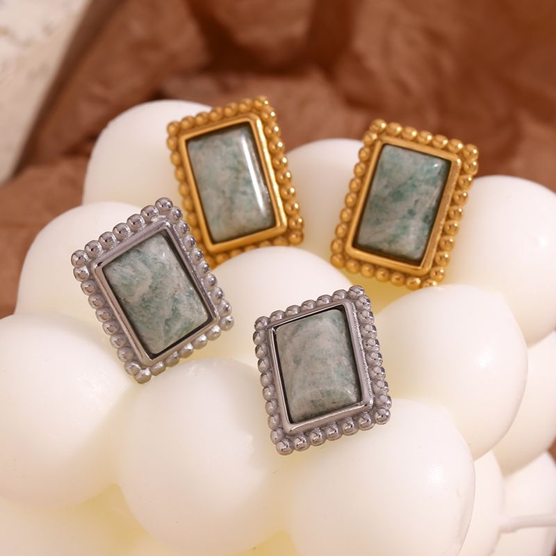 1 Pair Vintage Style Simple Style Classic Style Rectangle Plating Stainless Steel 18k Gold Plated Ear Studs