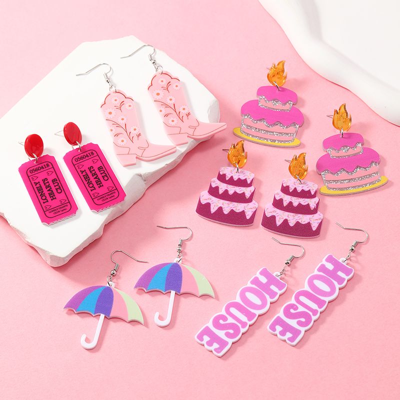 1 Pair Casual Elegant Vacation Letter Cake Arylic Drop Earrings