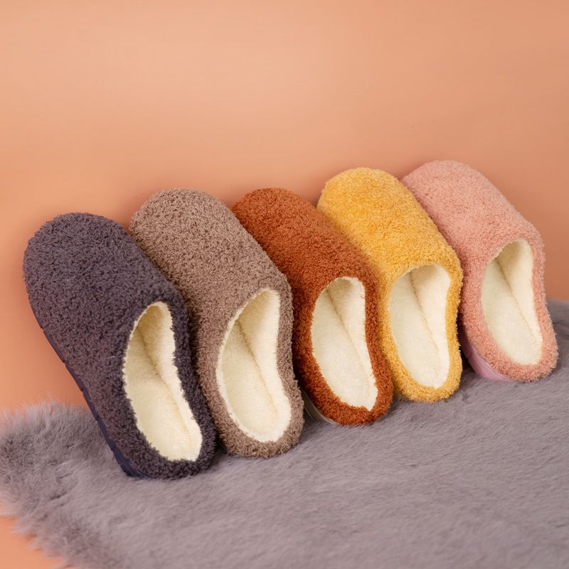 Unisex Casual Solid Color Round Toe Cotton Slippers