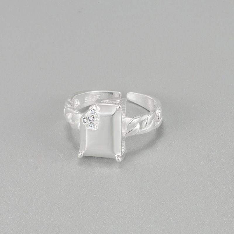 Ig Style Geometric Sterling Silver Adjustable Ring