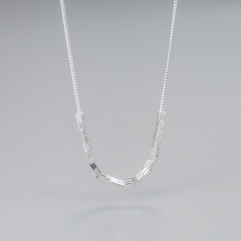 Ig Style Geometric Sterling Silver Necklace