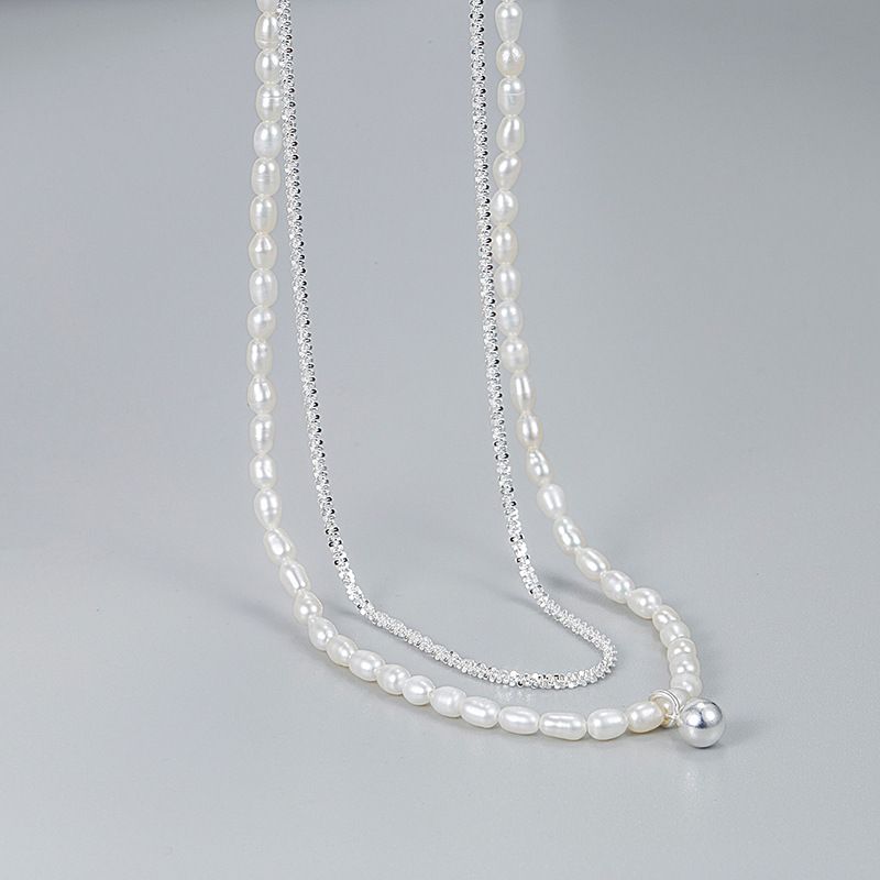 Korean Style Round Sterling Silver Layered Necklaces