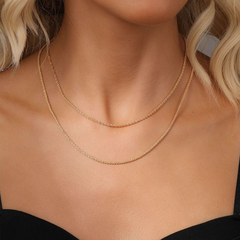 Simple Style Korean Style Solid Color Alloy Plating Women's Double Layer Necklaces