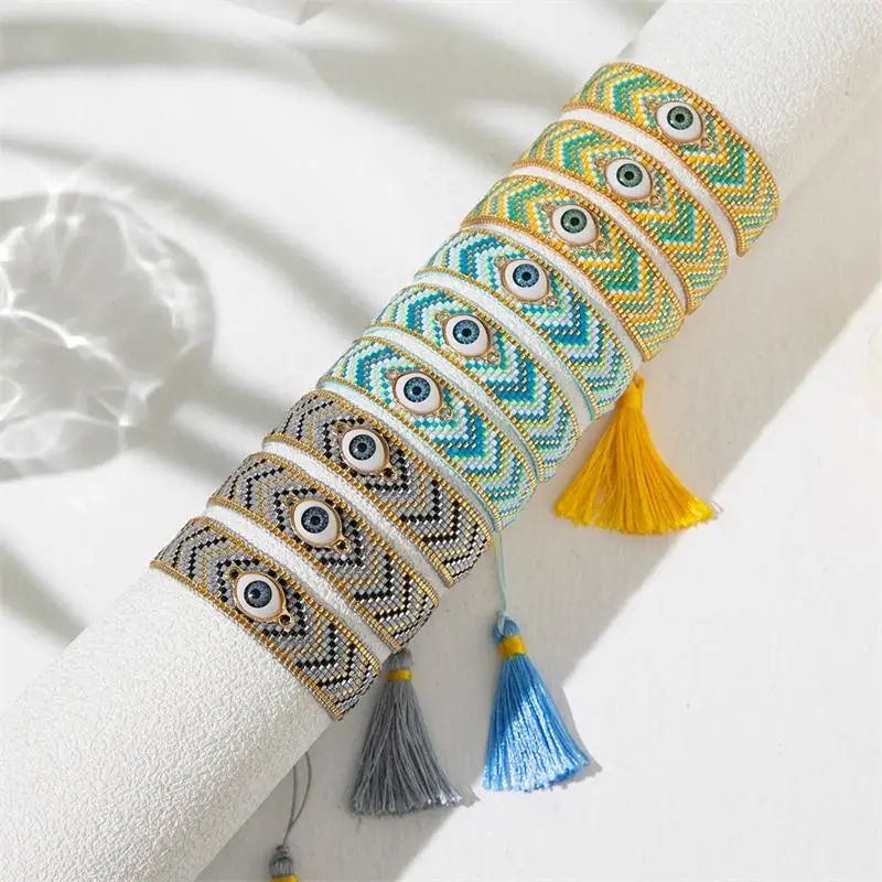 Ig-stil Bohemien Einfacher Stil Geometrisch Auge Pfeil Glas Seil Flechten Frau Armbänder