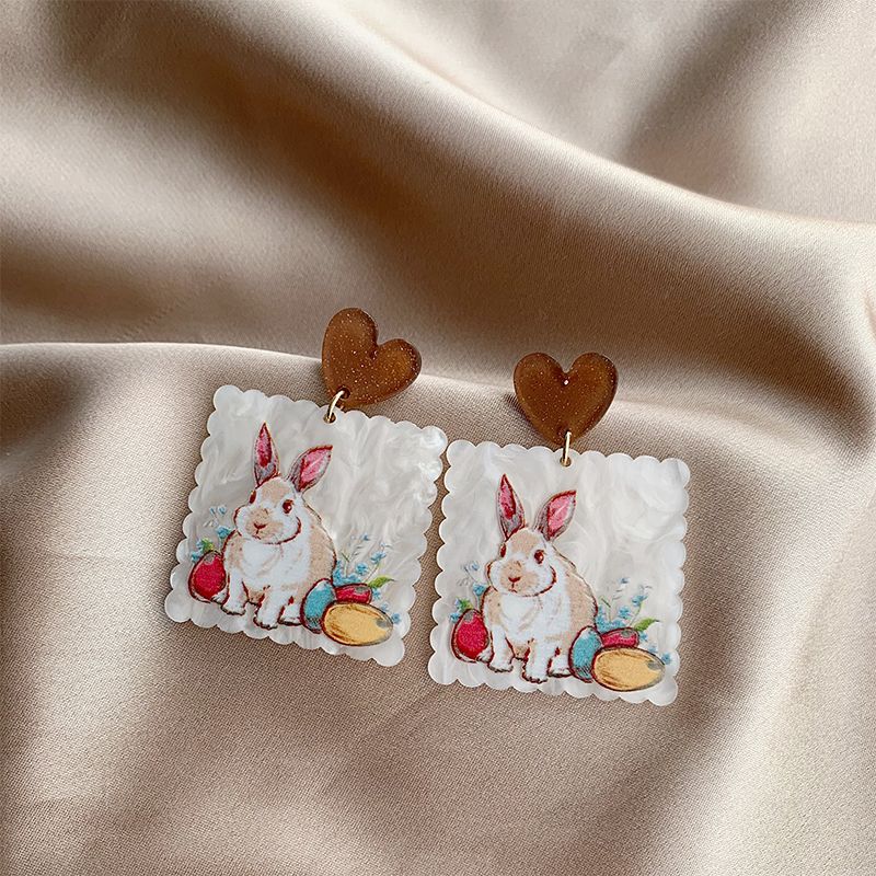 1 Pair Cute Streetwear Rabbit Resin Drop Earrings