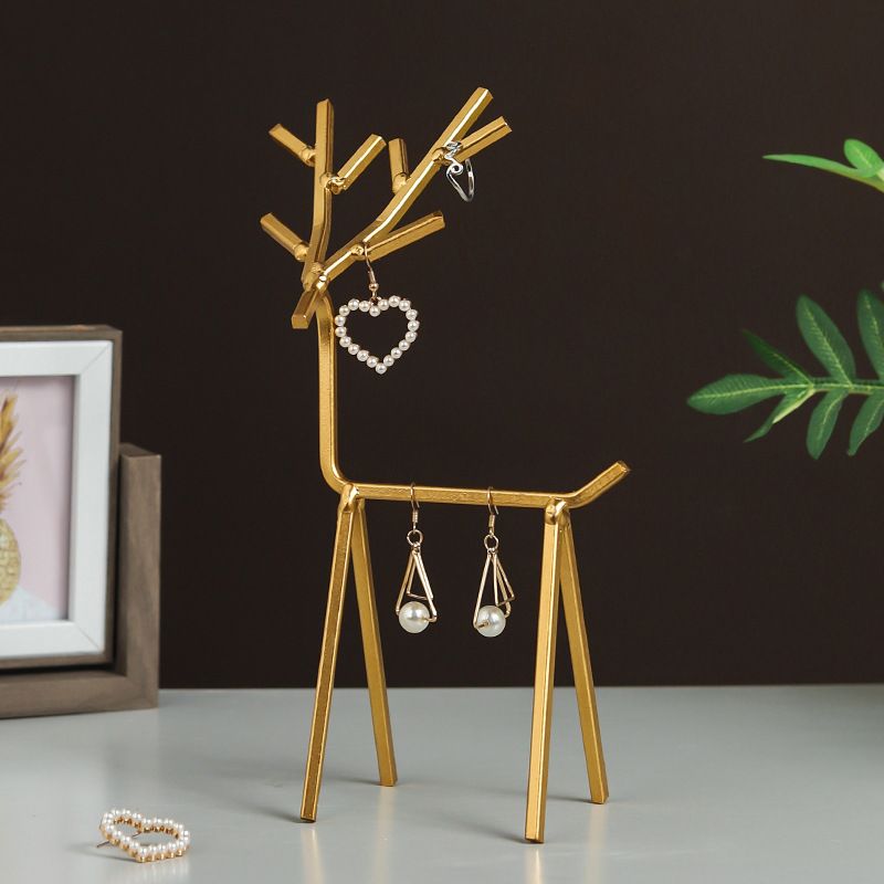Cute Solid Color Iron Deer Jewelry Rack